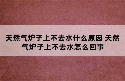 天然气炉子上不去水什么原因 天然气炉子上不去水怎么回事